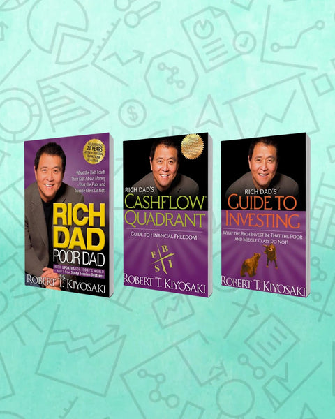 Rich dad poor dad book, Cashflow quadrant book, Guide to investing book 