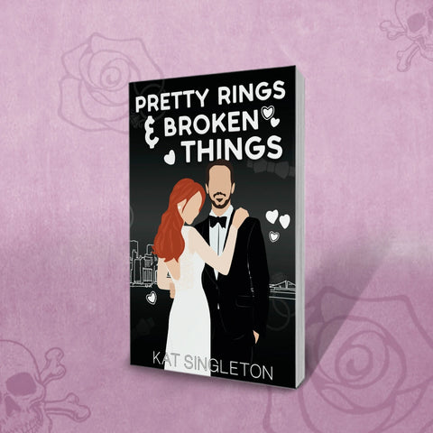 Book cover of 'Pretty Rings & Broken Things' by Kat Singleton on a purple background