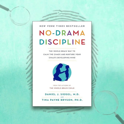 Book cover of 'No-Drama Discipline' on a light blue background