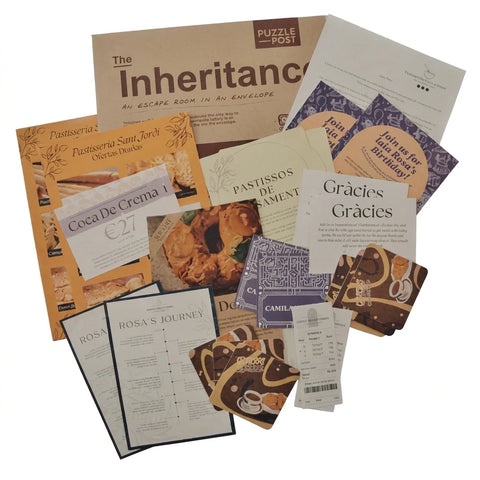 Collection of cards and documents with various designs and text on a white background
